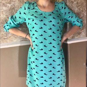 Cute whale print shirt dress